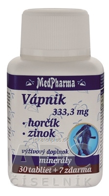 MedPharma VÁPNIK 333,3 mg + Horčík + Zinok tbl 30+7 zadarmo (37 ks)