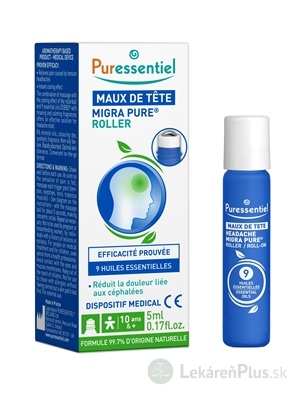 PURESSENTIEL MIGRA PURE Roll-on pri bolesti hlavy 9 esenciálnych olejov 1x5 ml