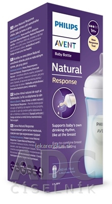 AVENT FĽAŠA Natural Response 260 ml modrá, cumlík pre podporu rytmu pitia (1m+) 1x1 ks