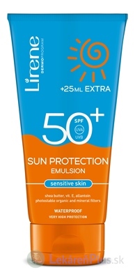 Lirene SUN PROTECTION SPF 50+ sensitive hydratačná emulzia na opaľovanie na citlivú pokožku (150 ml + 25 ml extra) 1x175 ml