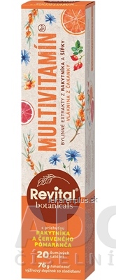 Revital Botanicals MULTIVITAMÍN tbl eff s bylinnými extraktmi, s príchuťou rakytníka a červeného pomaranča 1x20 ks