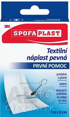 3M SPOFAPLAST č.254 Textilná náplasť pevná rýchloobväz, 6cm x 1m, pás, prvá pomoc 1x1 ks