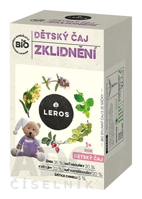 LEROS BIO DETSKY ČAJ UPOKOJENIE bylinný čaj, nálevová vrecká (od 1+ roka) 20x1,8 g (36 g)